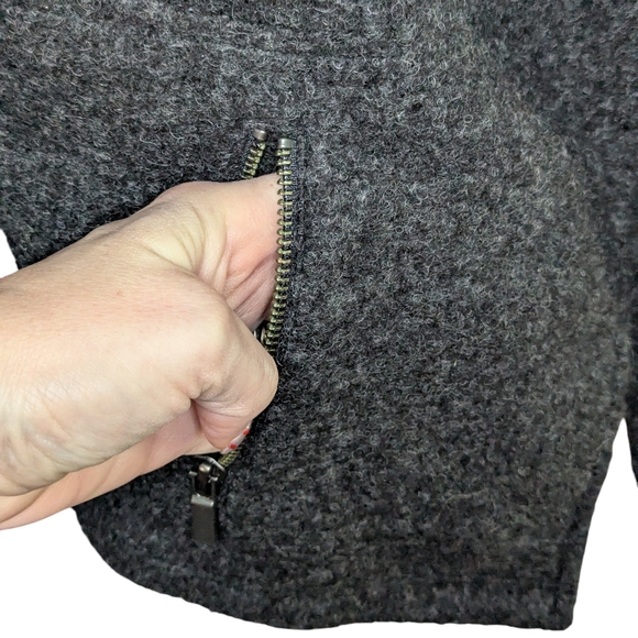 Halogen Asymmetrical Moto Wool Blend Modern Charcoal Gray Jacket Full Zip Small - Picture 6 of 12